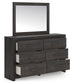 Hollivern  Panel Bed With Mirrored Dresser And Nightstand
