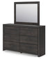 Hollivern  Panel Bed With Mirrored Dresser And Nightstand