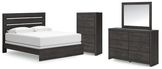 Hollivern  Panel Bed With Mirrored Dresser And Chest