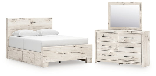 Panel Bed With Mirrored Dresser