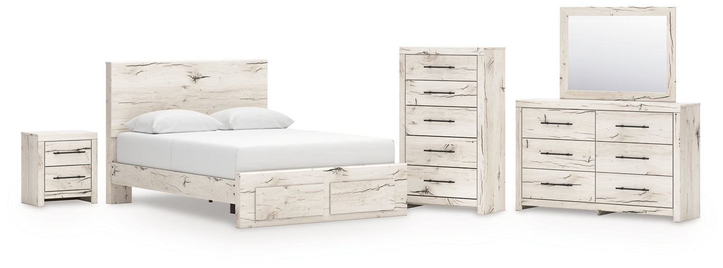 Panel Storage Bed With Mirrored Dresser, Chest And Nightstand