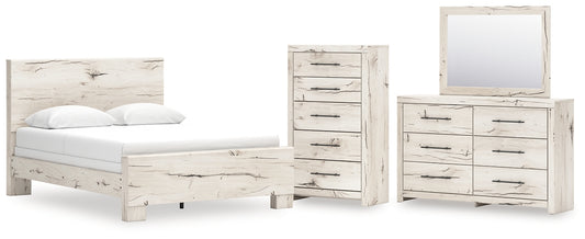 Panel Bed With Mirrored Dresser And Chest
