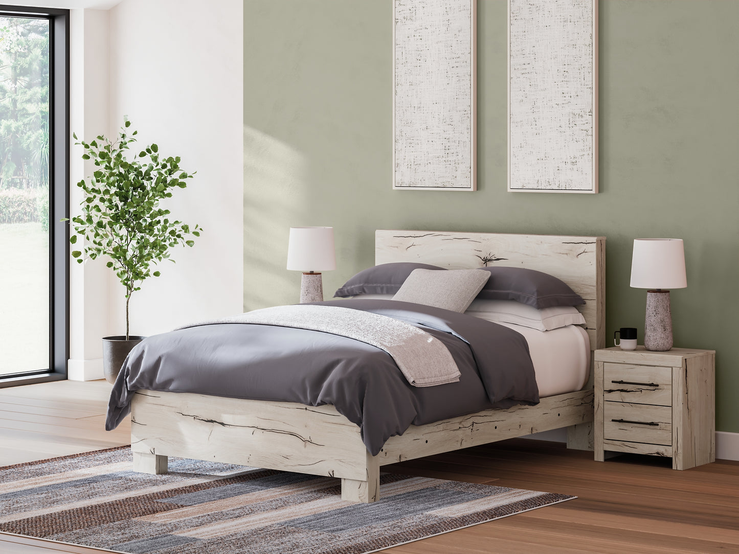 Panel Bed With Mirrored Dresser And Chest