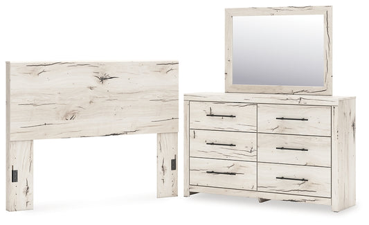 Panel Headboard With Mirrored Dresser