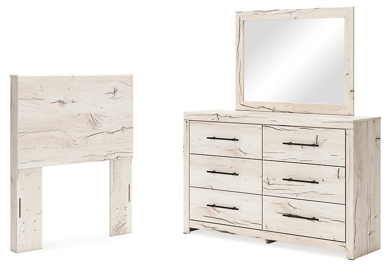 Panel Headboard With Mirrored Dresser