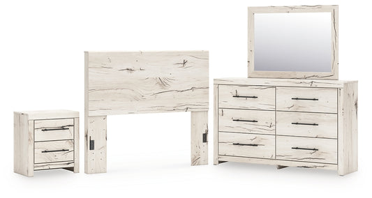 Panel Headboard With Mirrored Dresser And Nightstand
