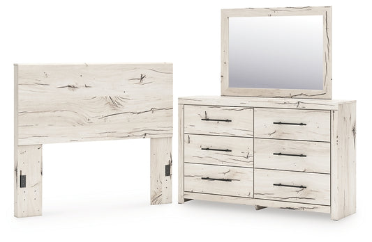 Panel Headboard With Mirrored Dresser