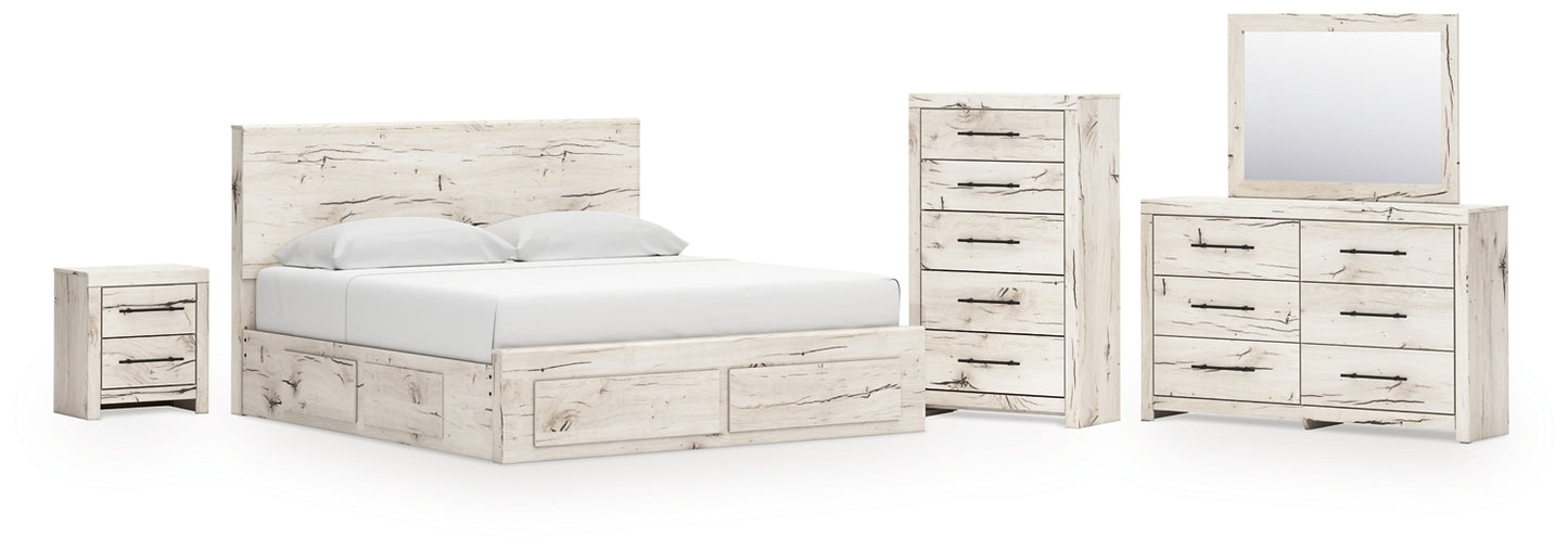 Panel Storage Bed With Mirrored Dresser, Chest And Nightstand