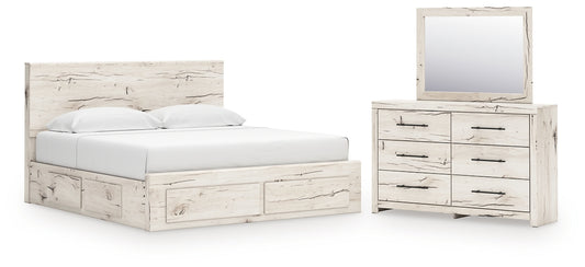 Panel Storage Bed With Mirrored Dresser