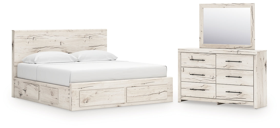 Panel Storage Bed With Mirrored Dresser