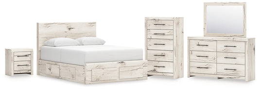 Panel Storage Bed With Mirrored Dresser, Chest And Nightstand