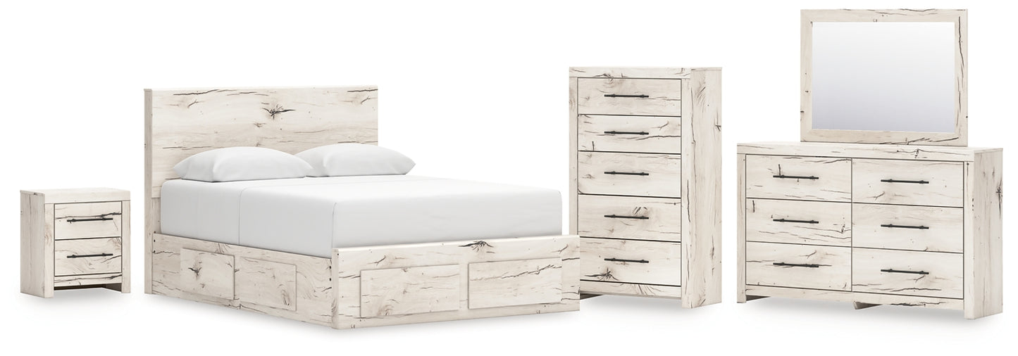 Panel Storage Bed With Mirrored Dresser, Chest And Nightstand