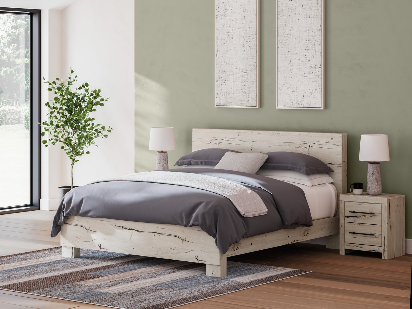 Panel Bed With Mirrored Dresser And Chest