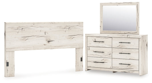Panel Headboard With Mirrored Dresser