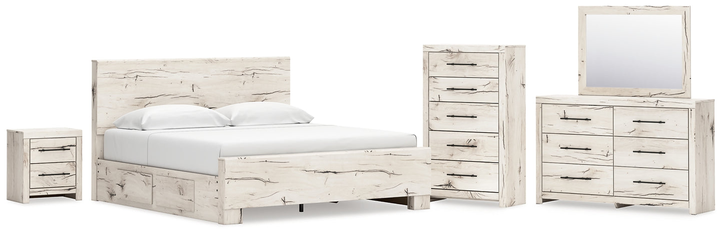 Panel Bed With Mirrored Dresser, Chest And Nightstand