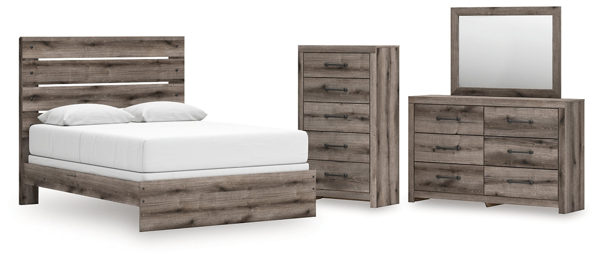 Graystorm  Panel Bed With Mirrored Dresser And Chest
