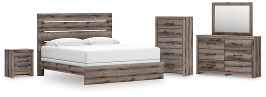 Graystorm  Panel Bed With Mirrored Dresser, Chest And Nightstand