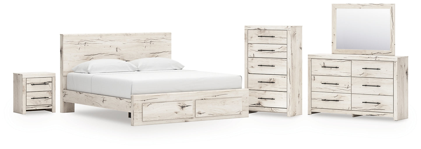 Panel Storage Bed With Mirrored Dresser, Chest And Nightstand