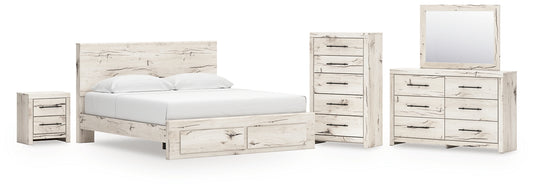 Panel Storage Bed With Mirrored Dresser, Chest And Nightstand