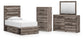 Graystorm  Panel Bed With Storage With Mirrored Dresser And Chest