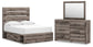 Graystorm  Panel Bed With Storage With Mirrored Dresser