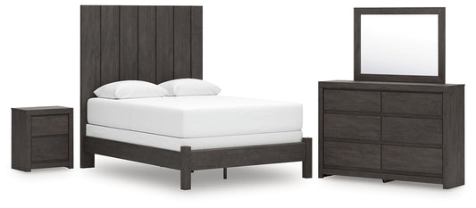 Panel Bed With Mirrored Dresser And Nightstand