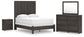 Panel Bed With Mirrored Dresser And Nightstand