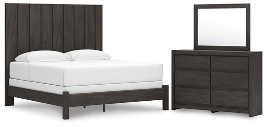 Panel Bed With Mirrored Dresser