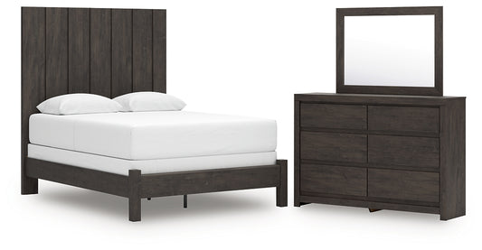 Panel Bed With Mirrored Dresser