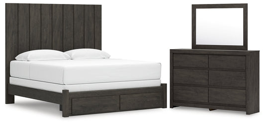 Panel Storage Bed With Mirrored Dresser