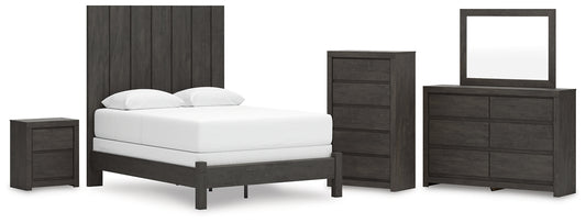 Panel Bed With Mirrored Dresser, Chest And Nightstand