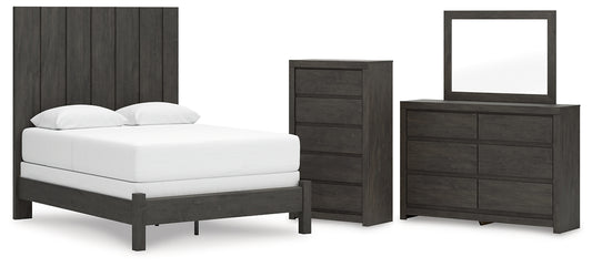 Panel Bed With Mirrored Dresser And Chest
