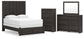 Panel Storage Bed With Mirrored Dresser And Chest