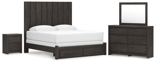 Panel Storage Bed With Mirrored Dresser And Nightstand