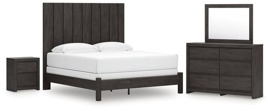 Panel Bed With Mirrored Dresser And Nightstand