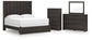 Panel Storage Bed With Mirrored Dresser And Chest