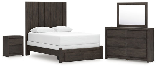 Panel Storage Bed With Mirrored Dresser And Nightstand