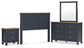 Landocken  Panel Headboard With Mirrored Dresser And Nightstand