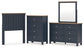 Landocken  Panel Headboard With Mirrored Dresser And Chest