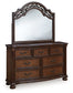 Lavinton  Poster Bed With Mirrored Dresser And Chest