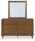 Lyncott California  Upholstered Bed With Mirrored Dresser And Chest