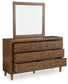 Lyncott California  Upholstered Bed With Mirrored Dresser And Chest