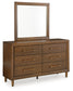 Lyncott  Upholstered Bed With Mirrored Dresser, Chest And Nightstand