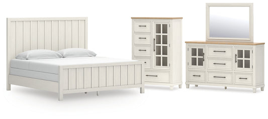 Shaybrock  Panel Bed With Mirrored Dresser And Chest