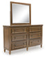 Sturlayne  Upholstered Panel Bed With Mirrored Dresser