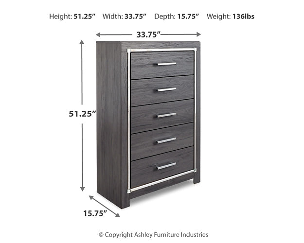 Lodanna  Panel Bed With 2 Storage Drawers With Mirrored Dresser And Chest