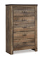Trinell /California King Panel Headboard With Mirrored Dresser And Chest
