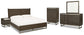 Arkenton  Panel Bed With Mirrored Dresser, Chest And Nightstand
