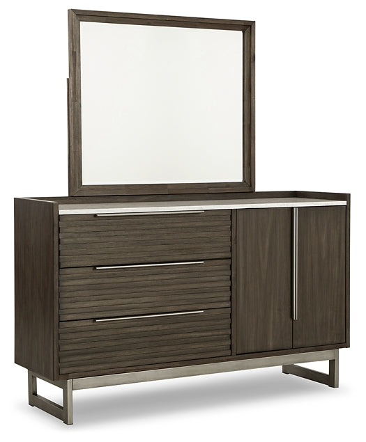 Arkenton California  Panel Bed With Mirrored Dresser, Chest And Nightstand