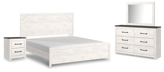 Gerridan  Panel Bed With Mirrored Dresser And Nightstand